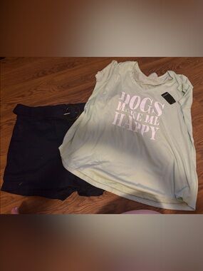 Light Mint Graphic Tee "Dogs Make Me Happy" plus shorts